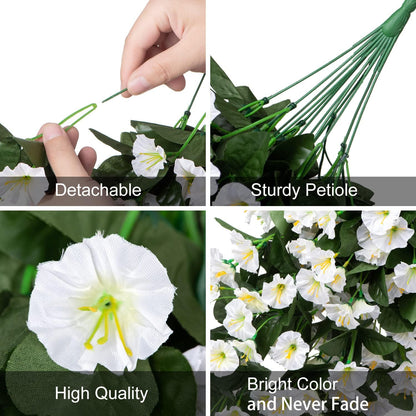 HyeFlora Artificial Fake Hanging Flowers Plants Vines for Outdoor Summer Decoration, 2PCS Faux Silk