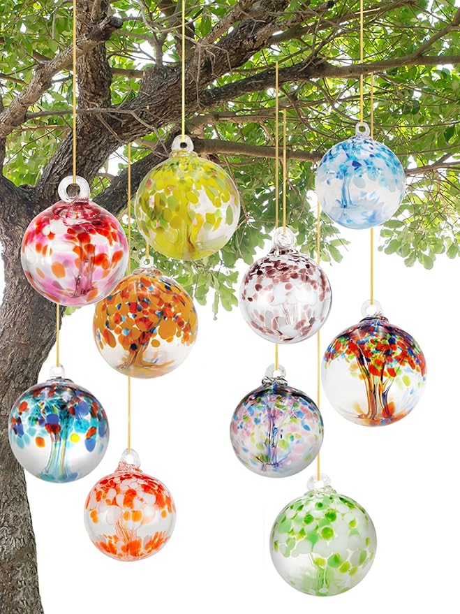 Dale Tiffany Hand Blown Glass, 6" Diameter Enchanted, Tree of Life Collection, Witch Globe Hanging