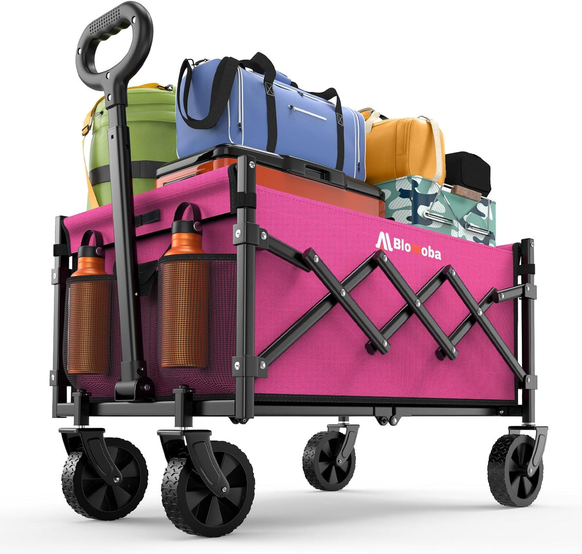 Collapsible Wagon with Wheels, 220 lbs Wagons Carts Foldable Wagon Cart with Flexible Handle