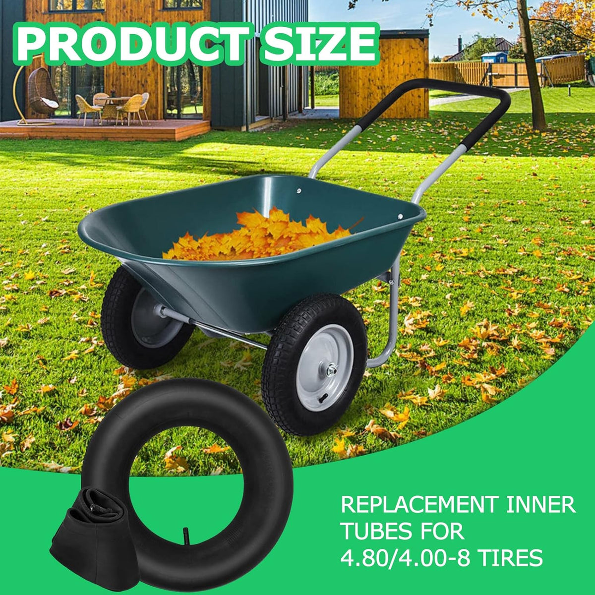 4.80/4.00-8" Inner Tube with Straight Valve Stem (2-Pack) - Heavy Duty Replacement Tire Tubes for