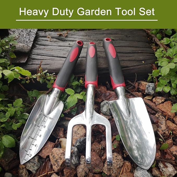 FANHAO Garden Tool Set, 3 Piece Heavy Duty Garden Trowels Cast-Aluminum Garden Hand Shovels with