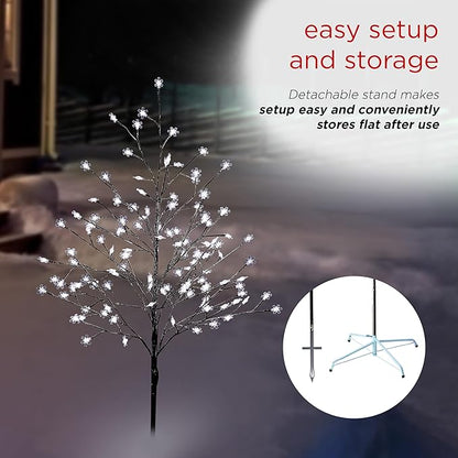 Alpine Corporation 58"H Indoor/Outdoor Frosty Christmas Snowflake Tree with LED Lights , Christmas