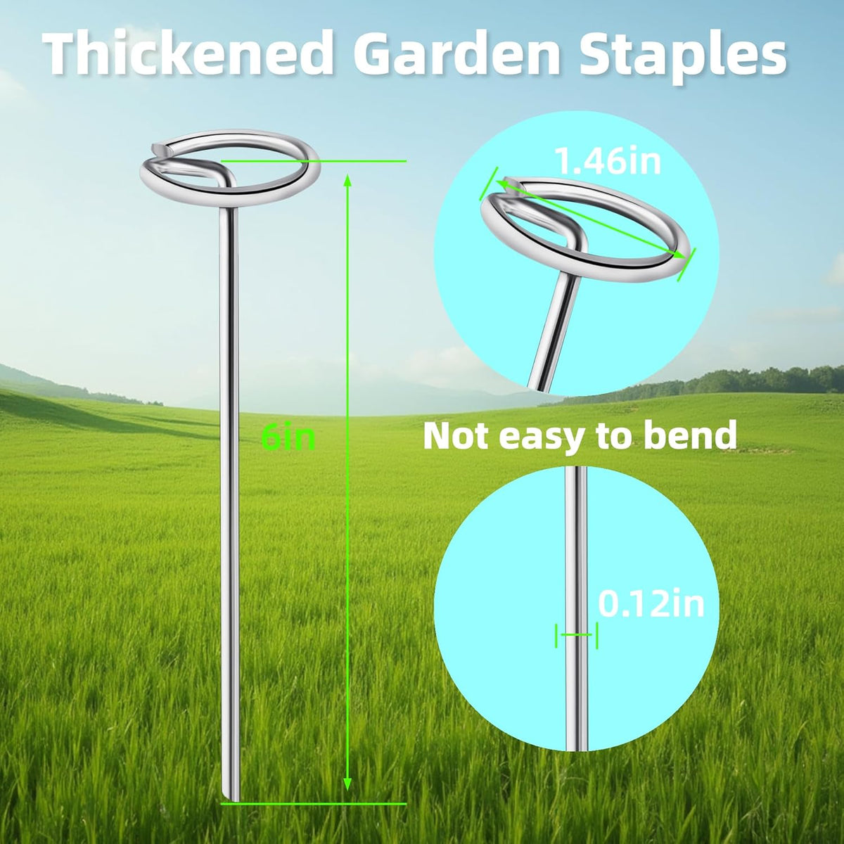 240 Pcs Thick 11 Gauge 0.12 IN Circle Top Landscape Fabric Pins Hard Holding,6 Inch Galvanized