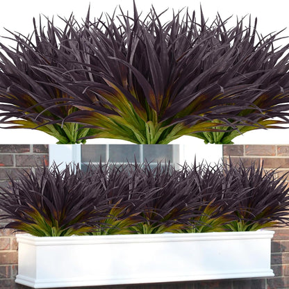 16Pcs Artificial Grass Fake Grass Plants 17.3in Outdoor Plants UV Resistant Faux Greenery Stems for