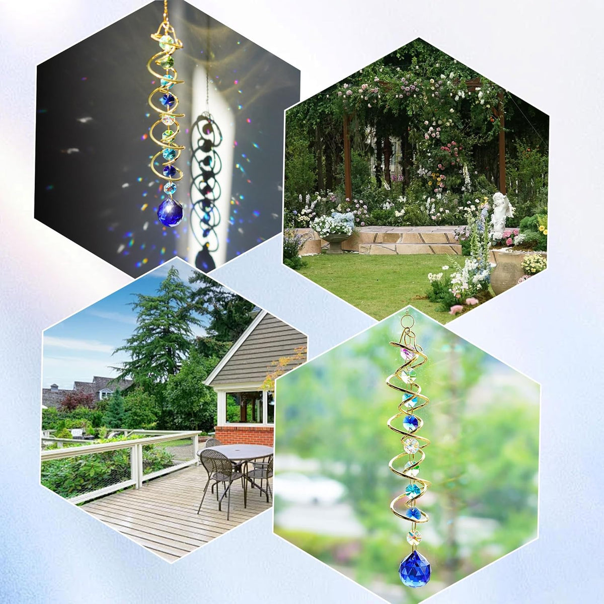 H&D HYALINE & DORA Gazing Ball Spiral Tail Crystal Suncatcher, Rainbow Maker Crystal Beads Decor