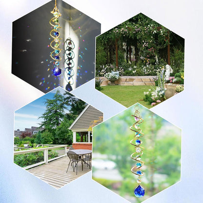 H&D HYALINE & DORA Gazing Ball Spiral Tail Crystal Suncatcher, Rainbow Maker Crystal Beads Decor