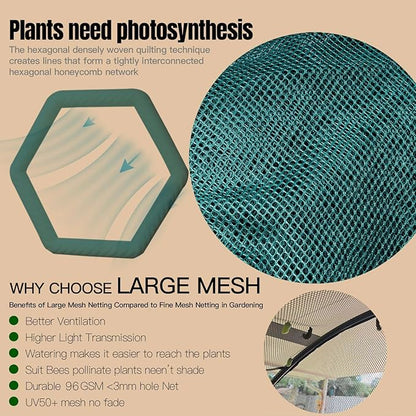 Poray Large Tunnel 10FTx6FT Plant Netting Cover, 6FT Tall Crop Cage Tomato Netting,Pest Guard Cover