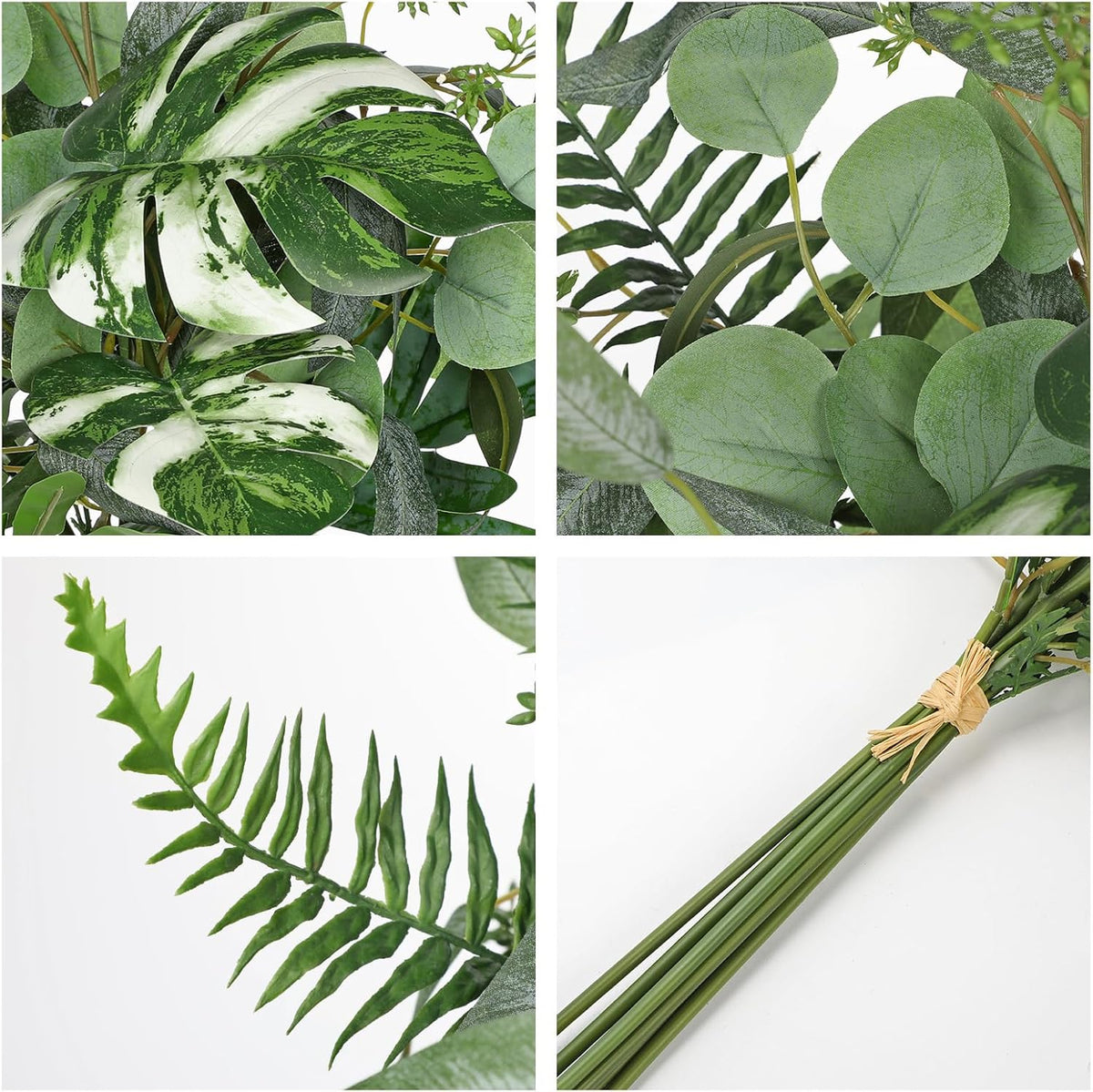 Artificial Greenery Stems Box Set, 5 Kinds Mixed Eucalyptus Leaves Silver Dollar Fern Monstera Leaf