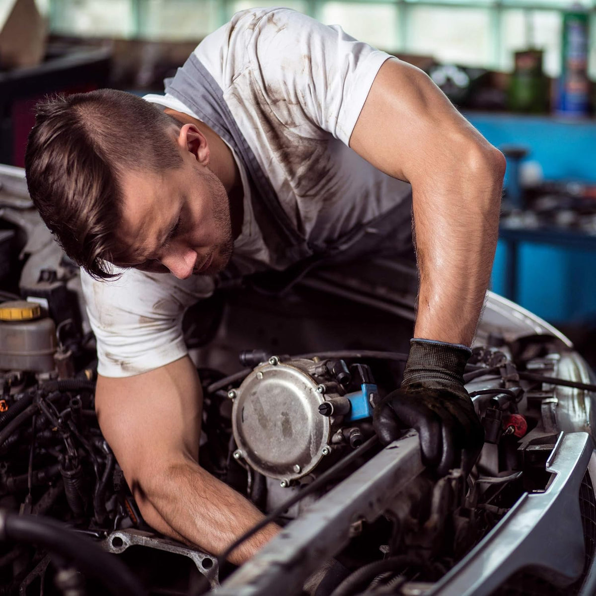 COOLJOB 10 Pairs Nitrile Dipped Safety Work Gloves with Grip, Non-slip Rubber Coated Bulk Garden