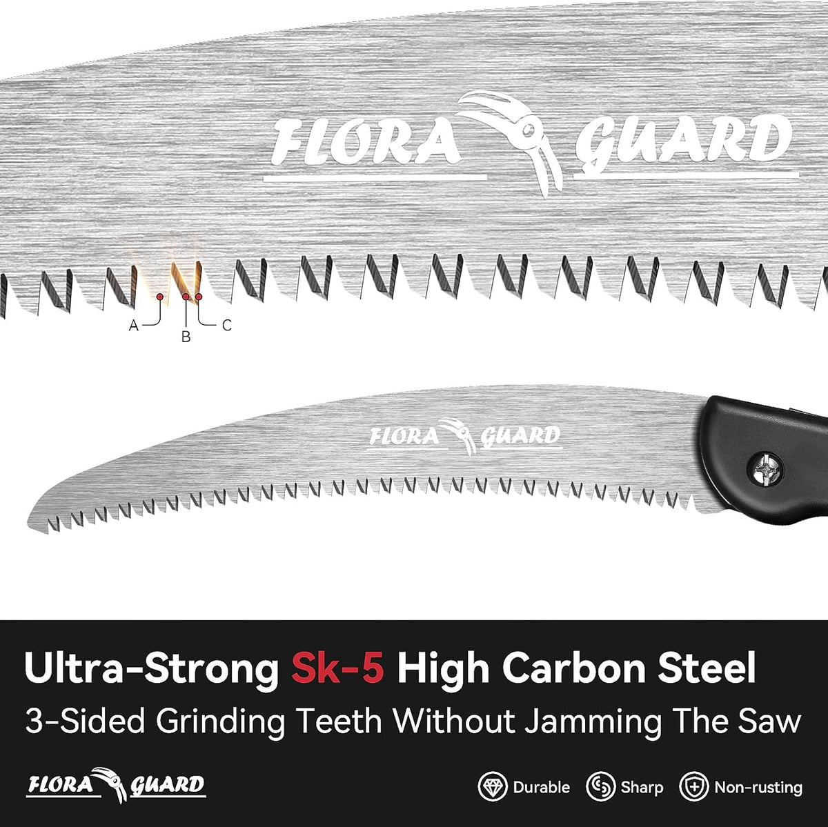 FLORA GUARD 10-Inch Folding Hand Saw, Heavy Duty Pruning Saw with Multi-Level Razer Teeth for Wood