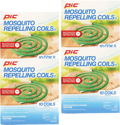 PIC Mosquito Repelling Coils, Outdoor Mosquito Repellent, Up to 3 Hours Protection, 8-Feet Area