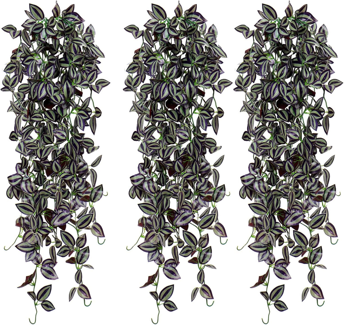 TOCHGREEN 3pcs Artificial Hanging Plants-3.6ft Fake Ivy Vine Purple Fake Ivy Leaves Faux Hanging
