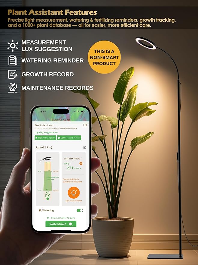 GLOWRIUM Grow Lights for Indoor Plants, 24W Full Spectrum LED Grow Light, Stepless Dimming,3