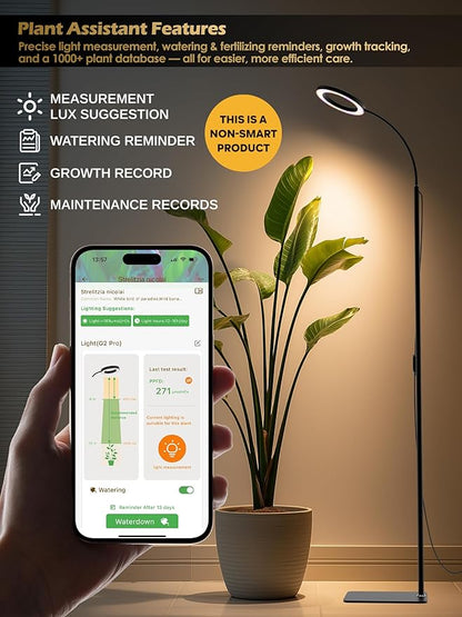 GLOWRIUM Grow Lights for Indoor Plants, 24W Full Spectrum LED Grow Light, Stepless Dimming,3