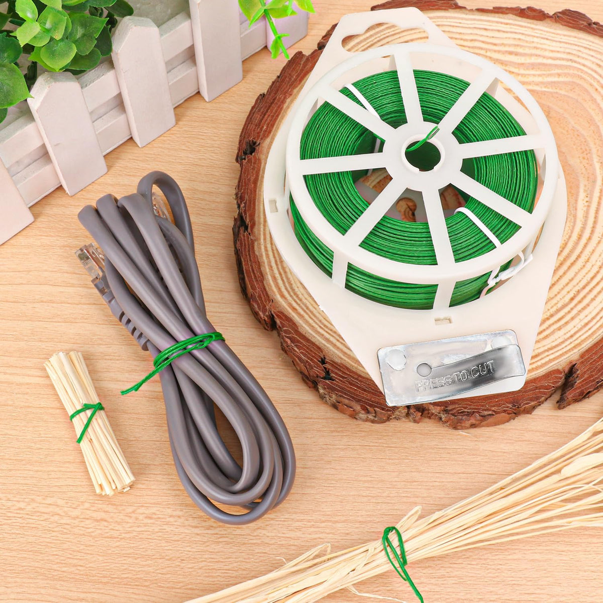 12 PCS Green Twist Ties - Each Reel 656 Feet Multipurpose Garden Plant Cable Ties for Indoor and