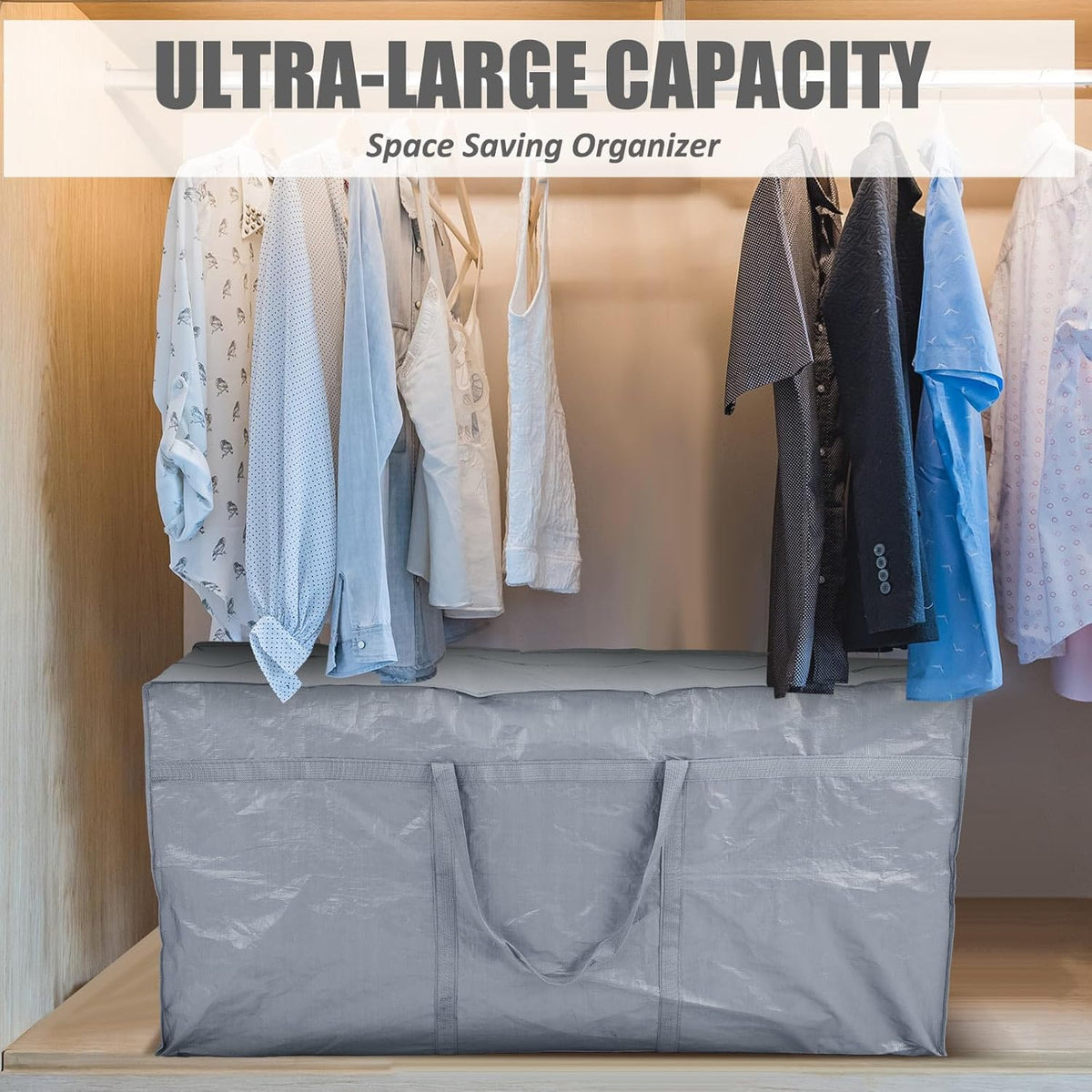 4 Pcs 96 Gallon Large Moving Bags with Zipper and Handles Foldable Storage Duffle Bags Heavy Duty