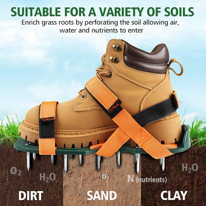 Lawn Aerator Shoes for Grass, Lawn Aeration Shoes with Adjustable Hook Loop Straps and Heavy Duty