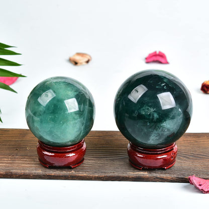 JIC Gem Small Natural Fluorite Crystal Ball Green Purple Quartz Healing Gemstone Sphere with