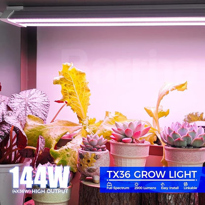 Barrina TX36 2FT Grow Lights for Seed Starting, 144W(4 x 36W, 800W Equivalent), High PPFD, Full