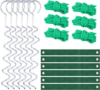 A Tree Support kit for straightening Trees, which Includes Supporting Metal Stakes and Ropes. It