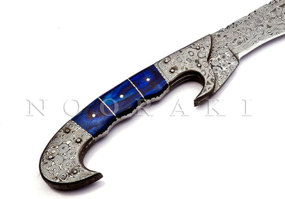 Nooraki - 18 inches Handmade Damascus Steel Machete/Kukri Knife, Bushcraft Knife, Hunting Knife