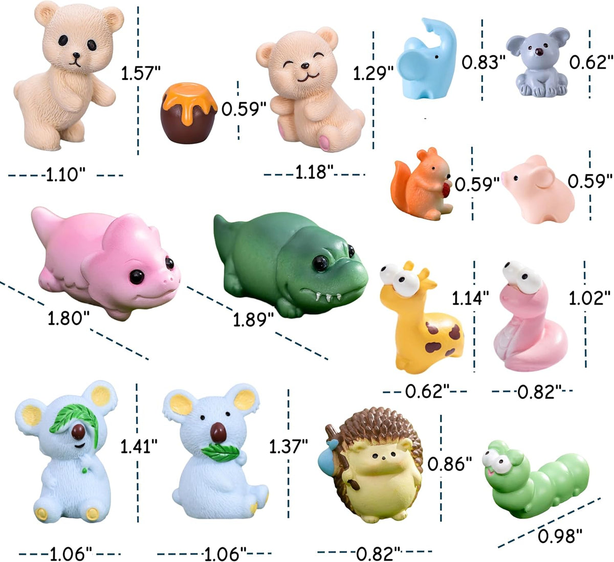 100pcs Various Mini Resin Animals Figurines Miniature Figures Ornament Fairy Garden Accessories