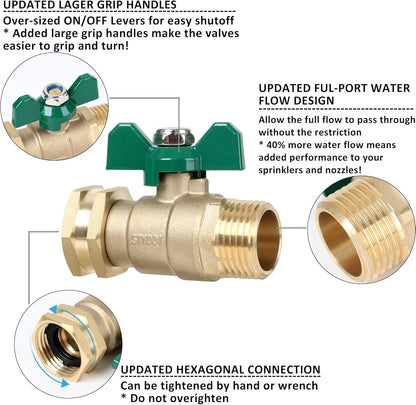 STYDDI Full Flow Brass Garden Hose Shut Off Valve, Heavy Duty 1-Way No Restricted-Flow Water