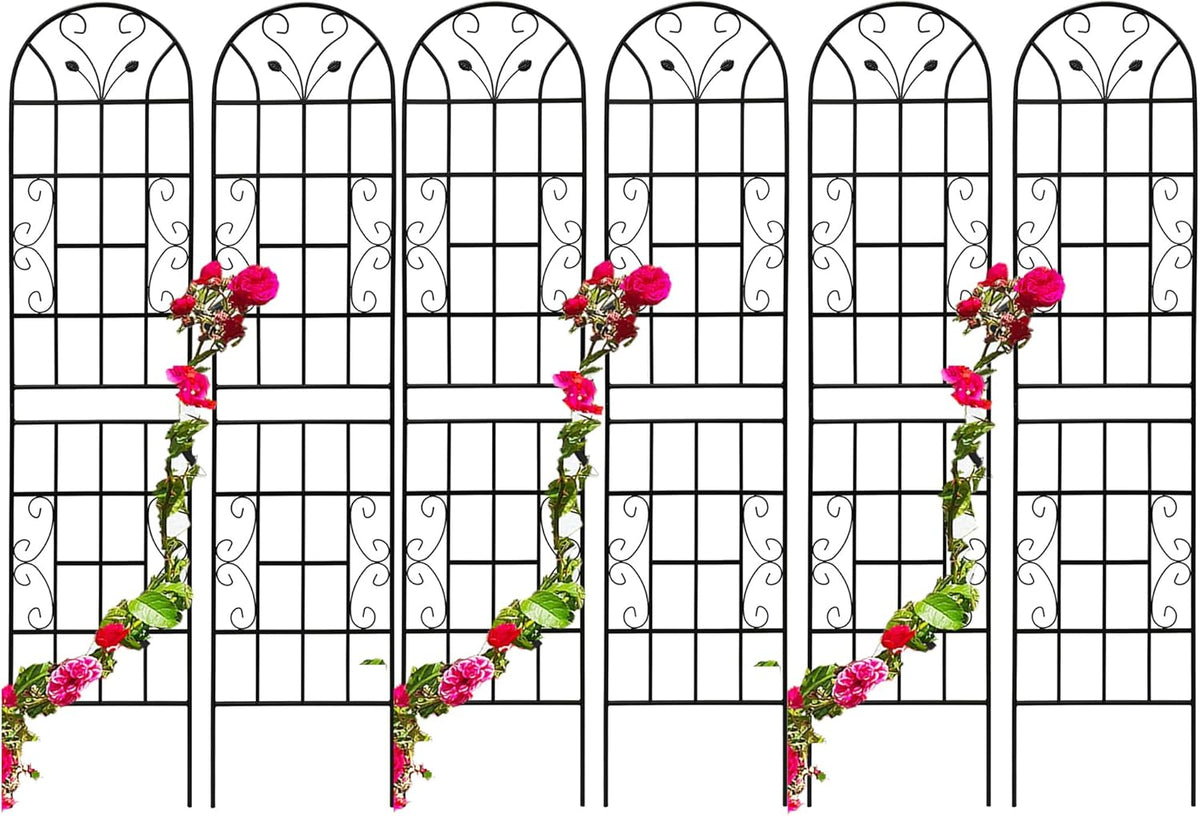 6 Pack Metal Garden Trellis 86.7" Tall Outdoor Climbing Plant Support for Roses, Flowers, Rustproof