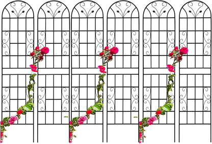 6 Pack Metal Garden Trellis 86.7" Tall Outdoor Climbing Plant Support for Roses, Flowers, Rustproof