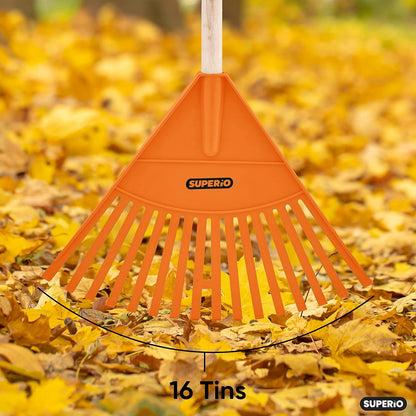 Pack of 2 Kids Rake with Hardwood Handle, Durable Plastic Head to Sweep Leaves in Lawn and Tidying