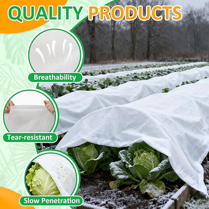 White Plant Covers Freeze Protection, 10 x 30 ft - 1.5 oz/yd² Frost Cloths for Outdoor Plants, Tree