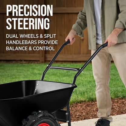 Best Choice Products Dual-Wheel Wheelbarrow Garden Cart - 500 lb Capacity, Extra-Large Wheels