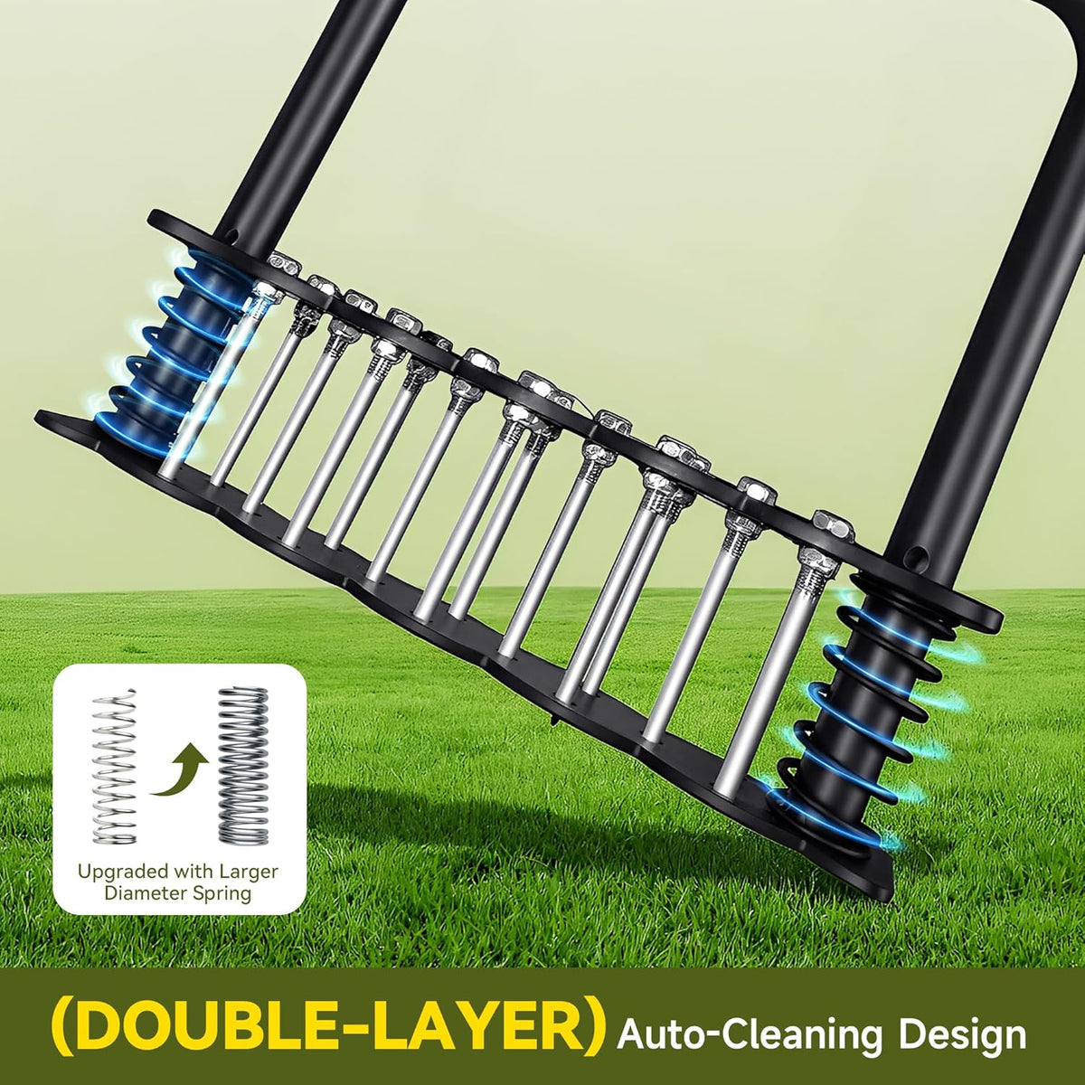 Upgraded Lawn Aerator Tool with 14 Steel Spikes, Hand Grass Aerator Spike Tool Manual Lawn Aerators