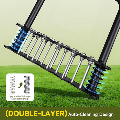 Upgraded Lawn Aerator Tool with 14 Steel Spikes, Hand Grass Aerator Spike Tool Manual Lawn Aerators