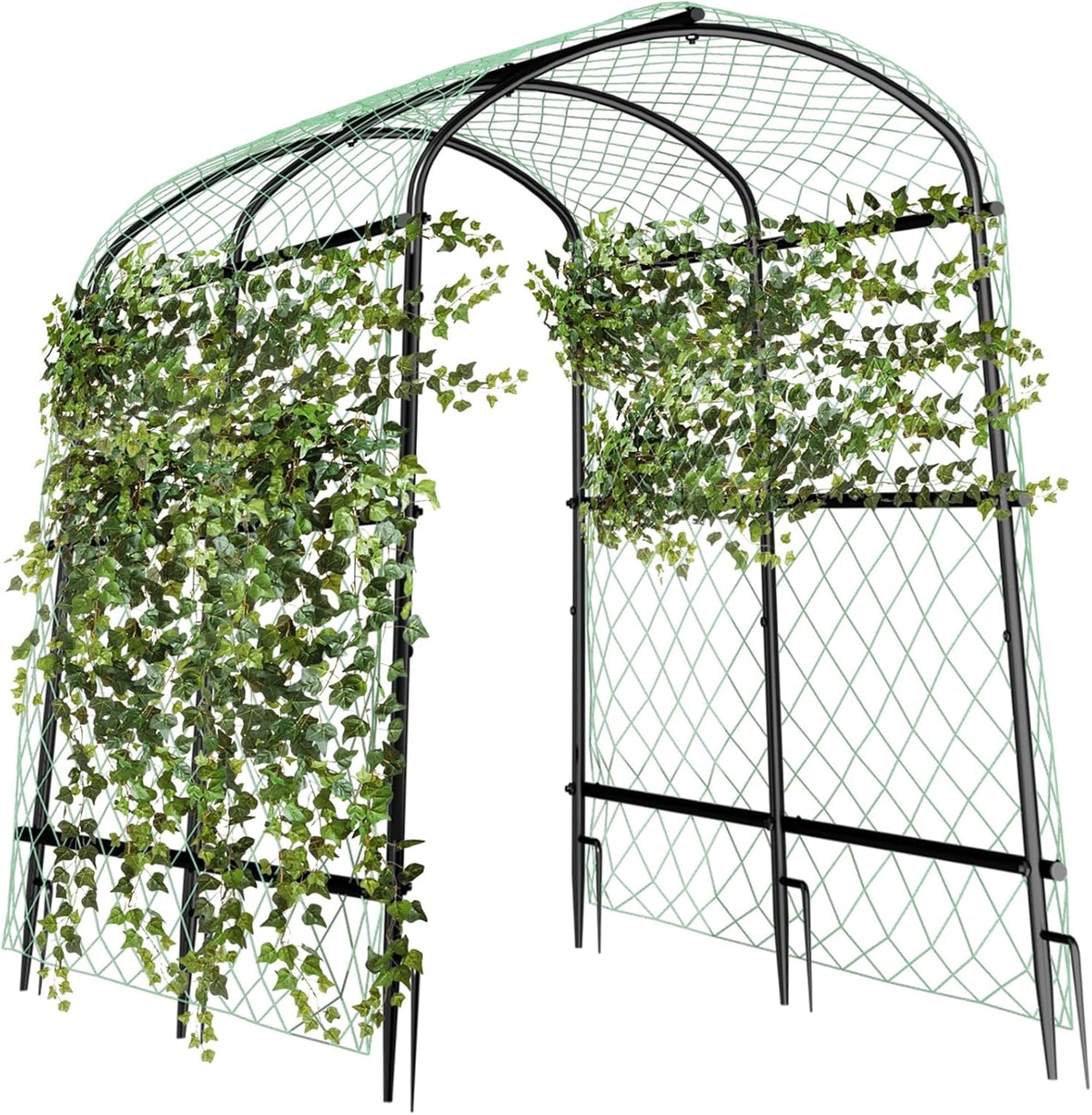 unho Black Iron Garden Arch Trellis for Climbing Plants, 41*64*63inch, Rustic Archway Arbor Tunnel