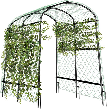 unho Black Iron Garden Arch Trellis for Climbing Plants, 41*64*63inch, Rustic Archway Arbor Tunnel