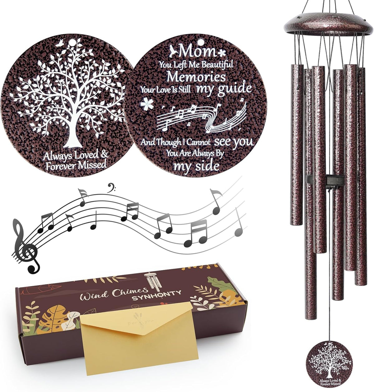 Memorial Gifts for Loss of Mom, 25'' Memorial Wind Chimes for Loss of Mother, Sympathy Gifts for