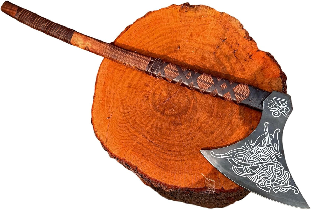 MDM-012 Custom Handmade Viking Axe Real Tomahawk Viking Hatchet Beared Camping Axe, 5160 HIGH