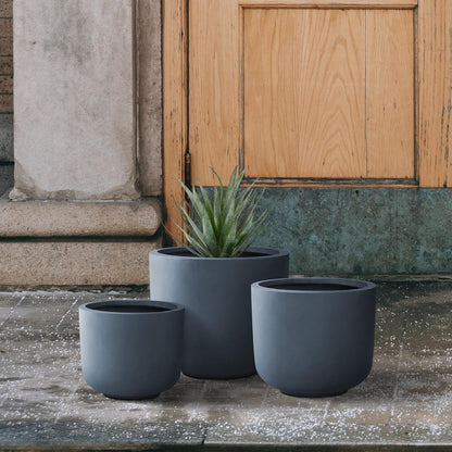 Kante 13",11",9" Dia Round Concrete Large Plant Pots Outdoor Indoor Planters Bowl with Drainage