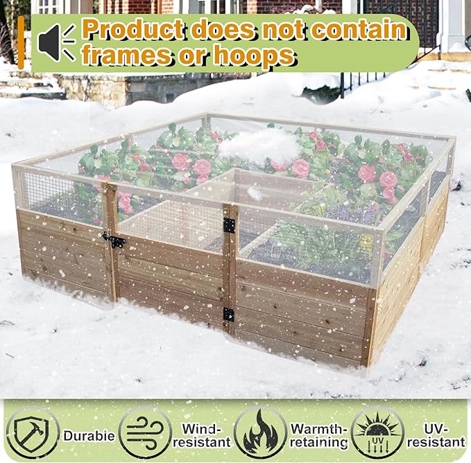 Alphatool Greenhouse Cover Plastic Sheeting - 8 x 24 ft Plant Covers Freeze Protection, Frost