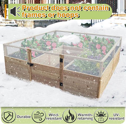 Alphatool Greenhouse Cover Plastic Sheeting - 8 x 24 ft Plant Covers Freeze Protection, Frost