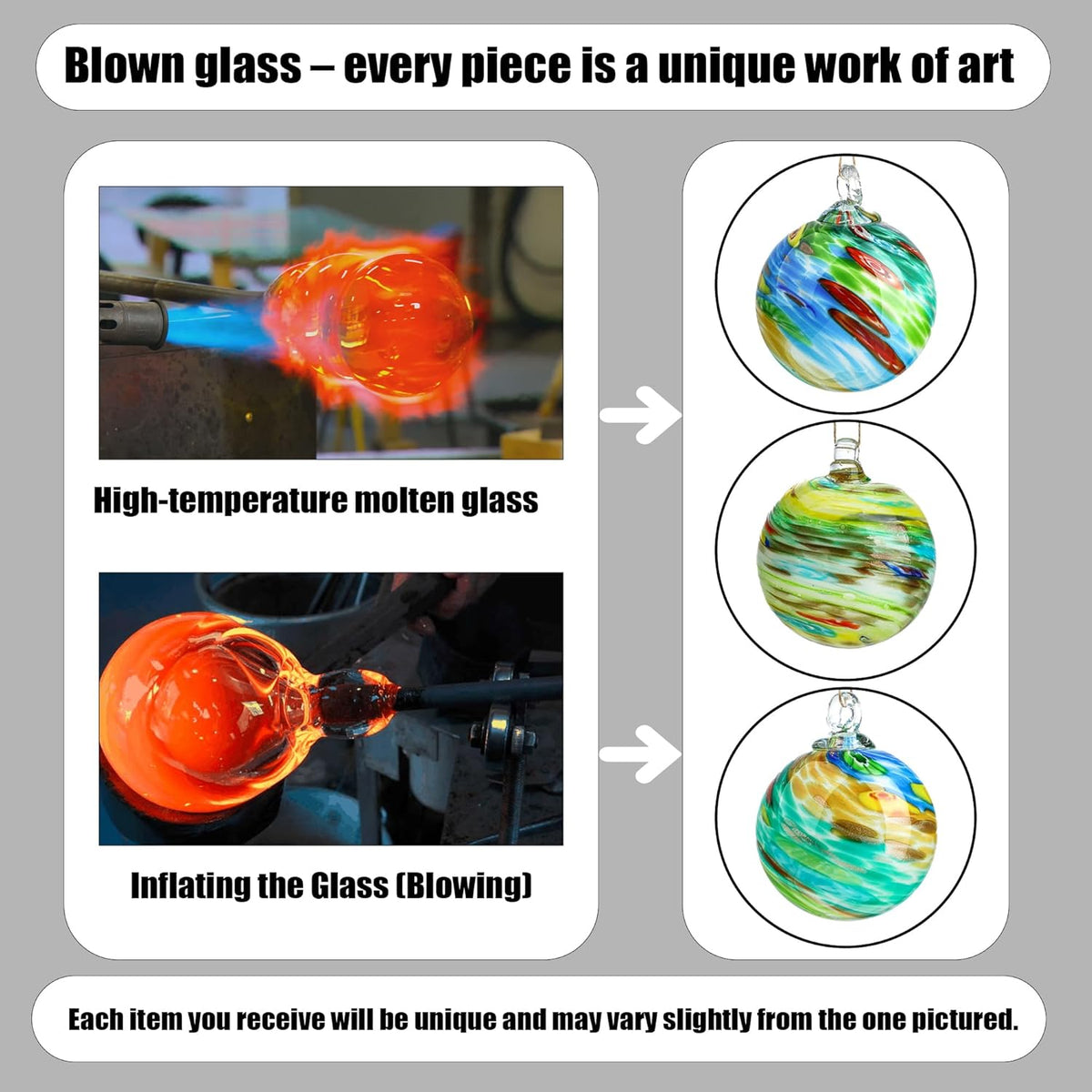 QFkris 4" Blown Glass Christmas Ornaments Ball for Christmas Tree, Hand Blown Glass Ornaments