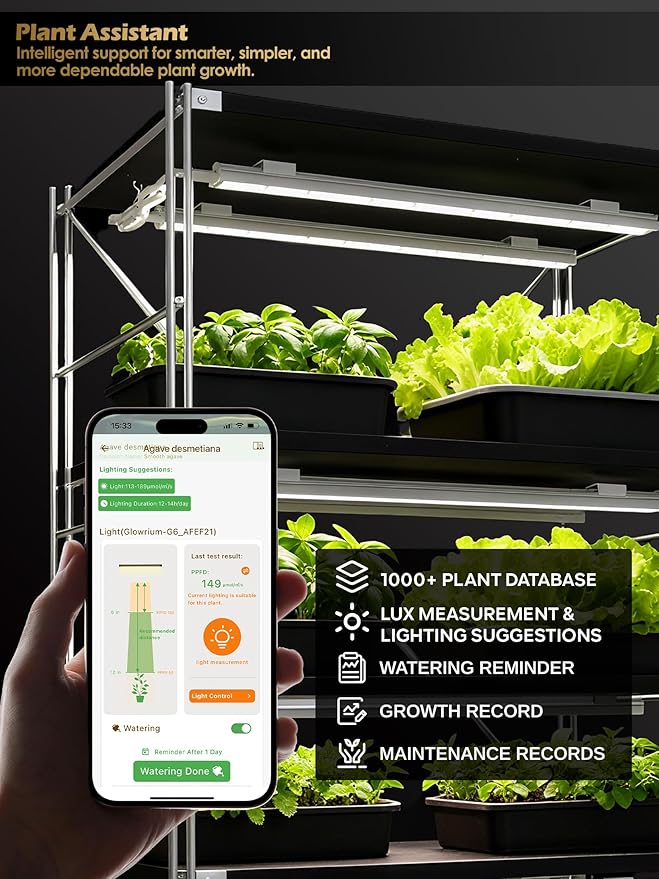 Smart Grow Light for Indoor Plants,3500K Full Spectrum LED Plant Light Strips with 3/9/12H Auto