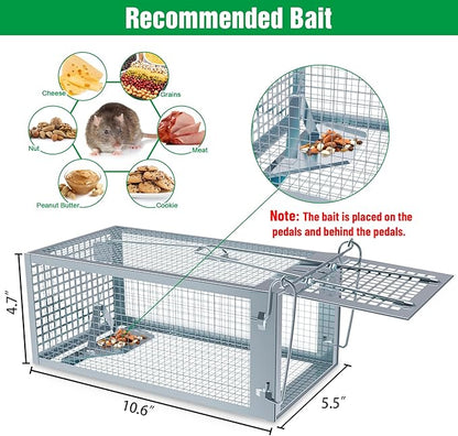2 Packs Humane Rat Trap Outdoor, Wanqueen Humane Mouse Traps Indoor for Home, Small Rodent Chipmunk