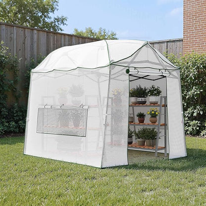 8.5 x 7 FT Walk-in Greenhouse, Portable Pop-up Green House 3 Adjustable Hights Heavy Duty Plant