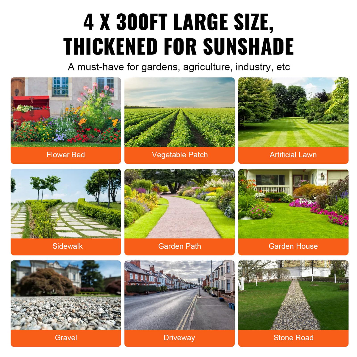 VEVOR 4FTx300FT Premium Heavy Duty Weed Barrier Landscape Fabric, 3.2OZ Woven Geotextile Fabric