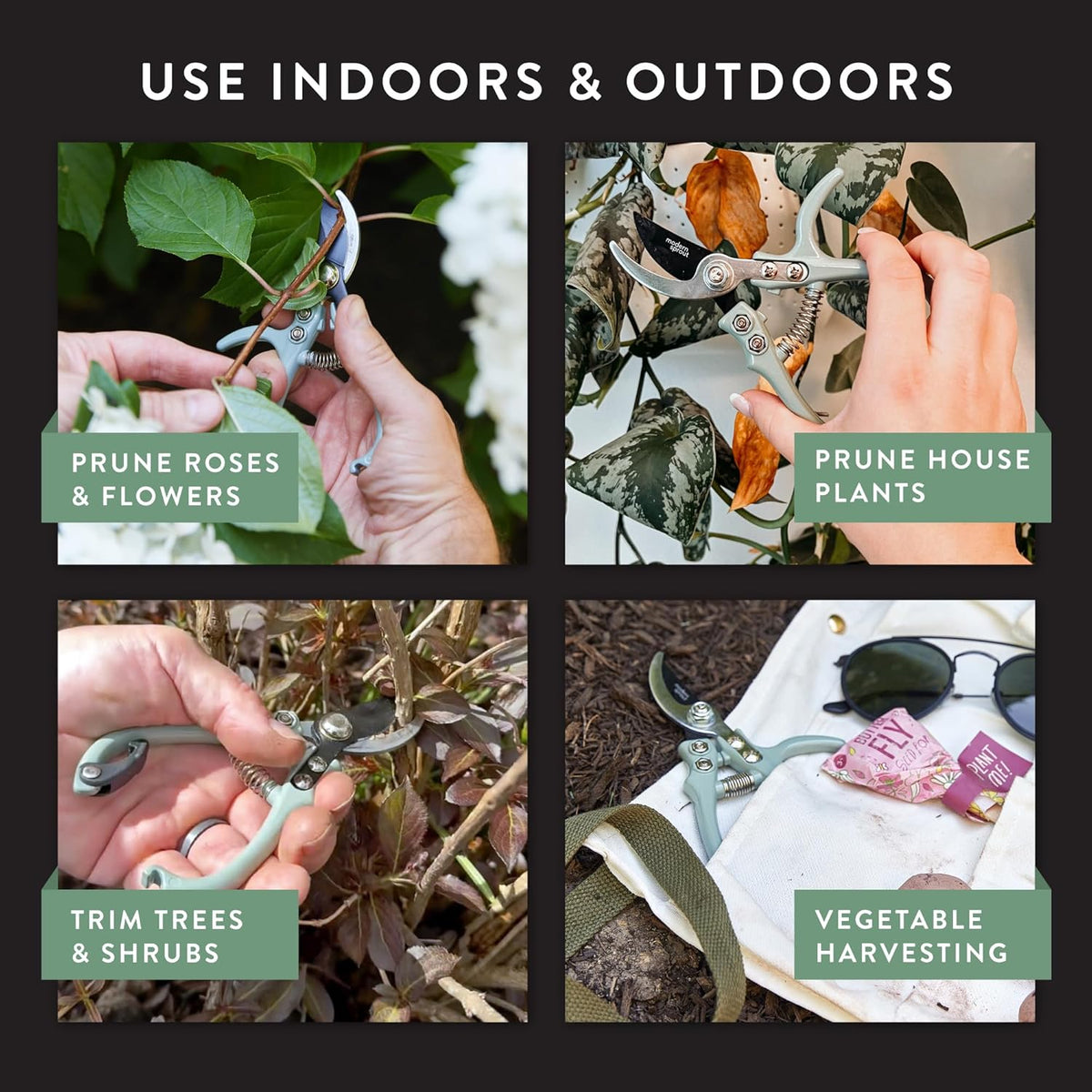 Modern Sprout Hand Pruners - Lightweight Pruning Shears W/Easy Lock- Gardening Scissors - Bypass