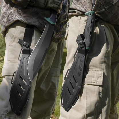FLISSA Machete, 11'' Fixed Blade Camp Knife, Bolo Machete for Clearing Brush, Patented Shock