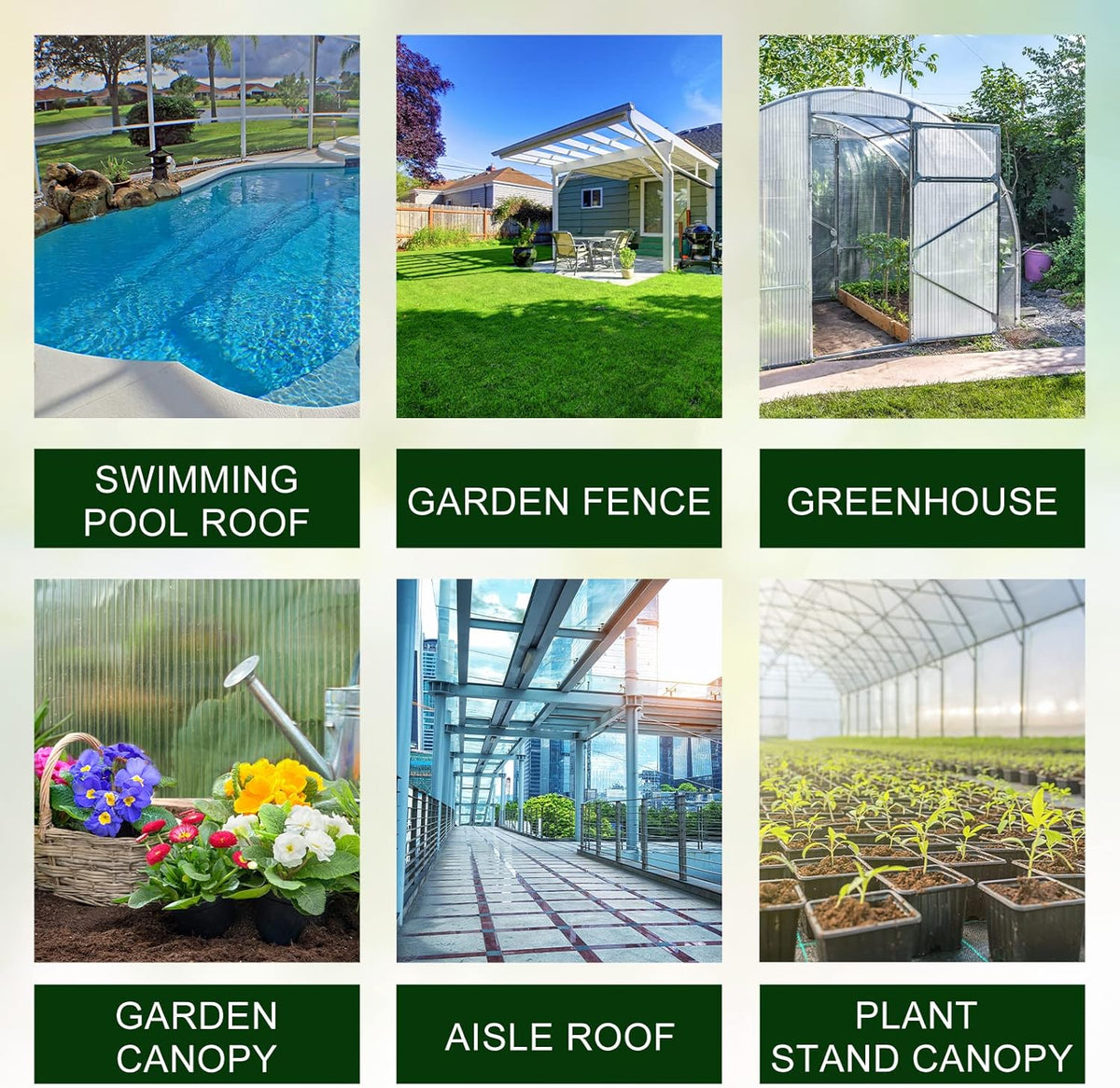 Tatuo 12 Pack 4' X 2' X 0.16'' Polycarbonate Greenhouse Panels Polycarbonate Sheets Twin-Wall Roof
