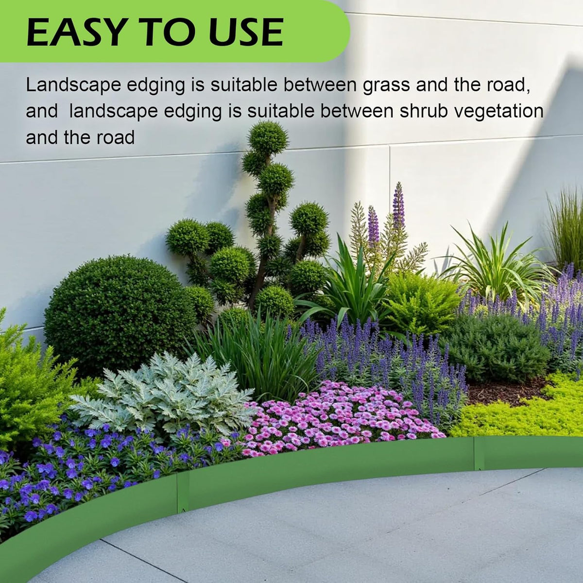Landscape Edging Kit, Galvanized Steel Edging Landscape Lawn Edging Powder for Lawn Yard, Coated